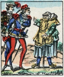 Ilustracja do bajki „Przygody Wielkiej Flandrii”” Drzeworyt z Imaging Pellerin - Epinal, sd. Koniec XIX wieku.