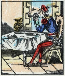 Ilustracja do bajki „Przygody Wielkiej Flandrii”” Drzeworyt z Imaging Pellerin - Epinal, sd. Koniec XIX wieku.