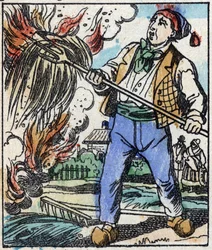 Ilustracja do bajki „Diabelski widelec” Grawer w drewnie firmy Imaging Pellerin - Epinal, sd. Koniec XIX wieku.
