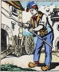 Ilustracja do bajki „Diabelski widelec” Grawer w drewnie firmy Imaging Pellerin - Epinal, sd. Koniec XIX wieku.