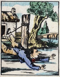 Ilustracja opowieści „” Veridique History of Jeannot Serinet „” Drzeworyt obrazu Imagery Pellerin - Epinal, sd. Koniec XIX wieku.