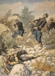 Na Korsyce: policja i gangster, ilustracja z Le Petit Journal: Supplement illustre, 1898