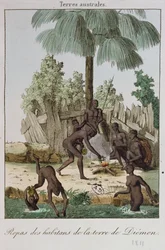 Mieszkańcy Diemen przygotowujący posiłek, 1811