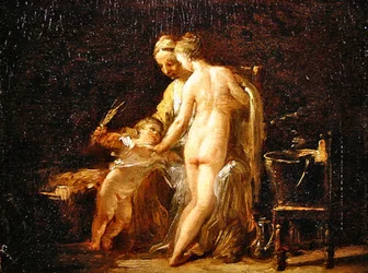 Wnętrze z damą w kąpieli, ok. 1800 (olej na desce)