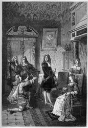James Scott (James Crofts, James Fitzroy), książę Monmouth i Buccleuch (1649-1685) wstawia się za życiem przed Jamesem II (Jacques Stuart