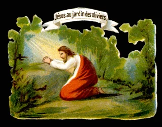 Jezus otrzymuje boskie światło w Ogrodzie Oliwnym - Chromo., koniec XIX wieku