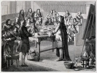 Joseph Black (1728 - 1799), brytyjski chemik i fizyk, doświadcza utajonej kaloryczności przed studentami Uniwersytetu w Glascow