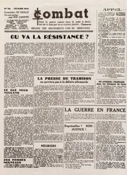 Dziennik COMBAT - nr 54 - luty 1944 - organ zjednoczonego ruchu oporu. (tajna gazeta) - Dokąd pójdzie ruch oporu?