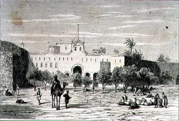 Chartum, Sudan, w latach 60. XIX wieku, ryty przez Alfreda Louisa Sargenta (ur. 1828) (grafika)