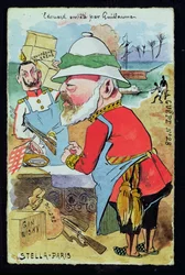 Król Edward VII (1841-1910) prześladowany przez cesarza Wilhelma II (1859-1941) z Les Guepes, ok. 1890 (pióro i atrament i toaleta na papierze)