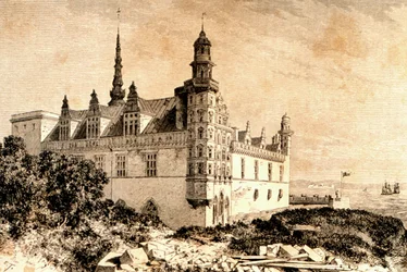 Zamek Kronborg, Hillerod, Dania, lata 50. XIX wieku, z „La Tour du Monde”, wyd. Paryż, lata 60. XIX wieku