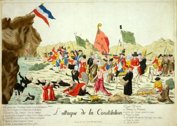 Atak na Konstytucję, wyd. 1792 (grawerowanie ręcznie kolorowane)