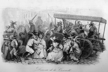 Zejście na dworze (piosenka „Le carnival”” Marc-Antoine Madeleine Desaugiers) w „” - CHANS and CHANS POPULES DE LA FRANCE - 1843 - H.- L. DELLOYE, wydawca, LIBRAIRIE DE GARNIER.