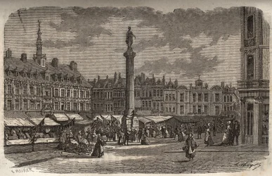 Grand Place w Lille - grawer w „Histoire de France” Victora Duruy (1811-1894) - 1882