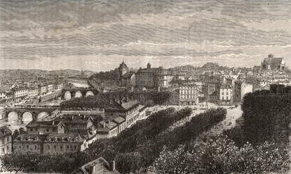 Laval - Mayenne - Pays de la Loire - rycina w „La France illustrée: geography, history, statistic management” autorstwa V.A. Malt-Browna. 1884
