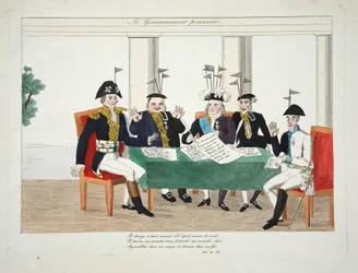 Le Gouvernement Provisoire, wyd. 1814 (ręcznie kolorowane grawerowanie)