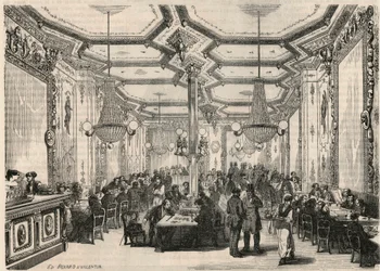 Kawiarnia Pierron w Paryżu w XIX wieku - Grawerowanie w „Tableau-de-Paris” autorstwa Edmonda Texiera 1852