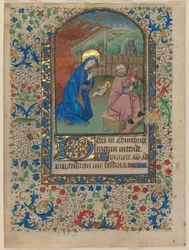 Liść z księgi godzin: Narodzenie Pańskie, ok. 1430 (tusz, tempera i złoto na welinie)