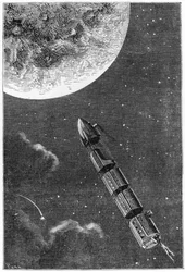 Leaving for the Moon, ilustracja z Z Ziemi na Księżyc autorstwa Juliusza Verne