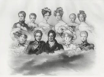 Ludwik Filip I i jego rodzina w 1830 r. (grafika)