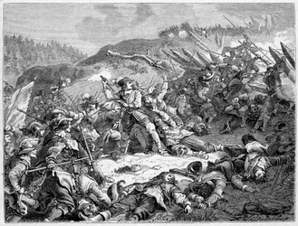 Ludwik II Burbon, książę Conde (Bourbon-Conde) (Grand Conde) (1621-1686) w bitwie pod Fryburgiem (1644).