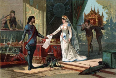 Ludwik II powiedział Begue (846-879), król Francji otrzymujący od swojej teściowej (Richilde d