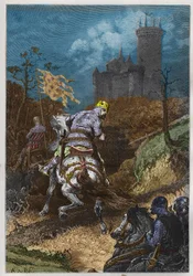 Ludwik VI zwany „Le Gros” (1081 - 1137), na wyprawie A. DE NEUVILLE - Ludwik Gruby na grawerowaniu ekspedycyjnym z „”Historia Francji opowiedziana moim wnukom”” – Francois Guizot – 1872-1876