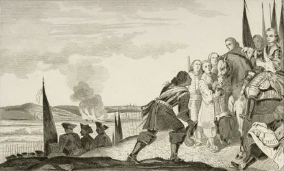Ludwik XV (1710-1774) w bitwie pod Fontenoi w 1745, z „Histoire de France” Colarta, wydana ok. 1840 (rycina)