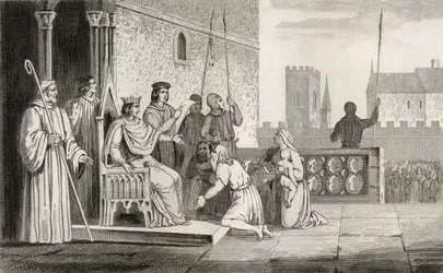 Ludwik X (1289-1316) Złośliwy emancypuje poddanych, z „Histoire de France” Colarta, wydanej ok. 1840 r.