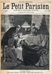 Dramat miłosny: samobójstwo 17-letniej narzeczonej po śmierci męża. Numer gazety „Le Petit Parisien” z 27/08/1893.