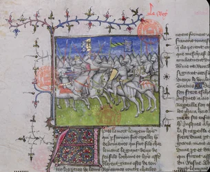 MS.2028 Walka między synami Ludwika I Pobożnego (778-840), z Grandes Chroniques de France, 1375-79