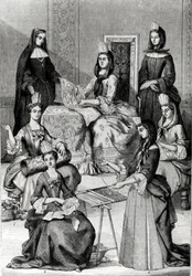 Madame de Maintenon ze swoimi damami w oczekiwaniu