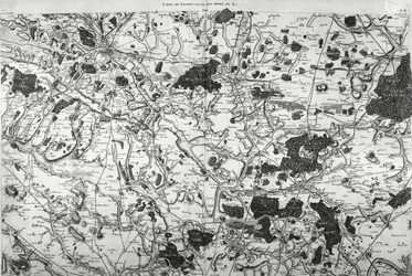 Mapa (od Beauvais do Senlis) Cassiniego przygotowana przez rodzinę Cassinich, w szczególności przez Cesara-François Cassiniego (Cassini III) i jego syna Jeana-Dominique
