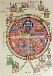 Mapa Jerozolimy i Palestyny, obejmująca miejsca święte i Świątynię Salomona