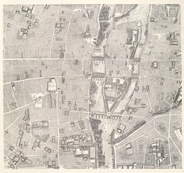 Mapa Paryża przedstawiająca Île de la Cité, z Atlasu Paryża autorstwa Jeana de la Caille, 1714