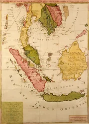 Mapa Azji Południowo-Wschodniej (atrament i toaleta na papierze)