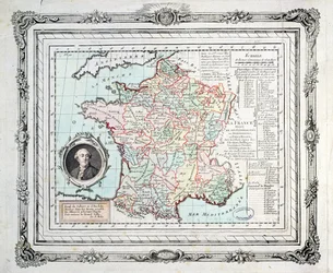 Mapa regionów i okręgów Francji, znana jako Carte de Necker, 1789