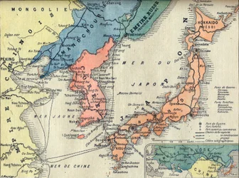 Mapa teatru wojny rosyjsko-japońskiej. Mapa teatru wojny Wojna rosyjsko-japońska (japońska wojna rosyjska) - ilustracja do Le petit Journal, 28 lutego 1904