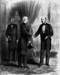 Marechal Patrice de Mac Mahon (Mac-Mahon) (1808-1893) gratuluje swojemu następcy prezydenta Republiki Francuskiej, Julesowi Grevy