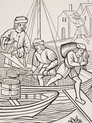 Pomiar soli, według drzeworytu w „Ordonnances de la Prevoste des Marchands de Paris”, 1500, z „Le Moyen Age et La Renaissance” Paula Lacroix (1806-84) opublikowanej w 1847 roku