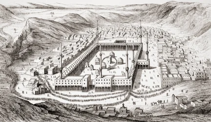 Mekka, Arabia Saudyjska, z Ancient and Modern Universal History, opublikowana w Strasburgu ok. 1860 (rycina)