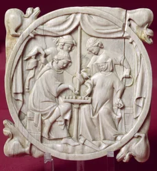 Lustrzane etui przedstawiające partię szachów, ok.1300
