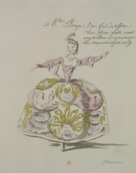 Miss Puvigne jako Air, w Zoroastre, libretto autorstwa Cahusaca, skomponowane przez Jean-Philippe Rameau (1683-1764) faksymile A. Guillaumota Filsa, 1749 (kolorystyka)