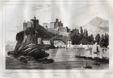 Monako - Grawer z „” Malownicze Włochy”” – Malarstwo historyczne i opisowe Włoch” M. de Norvins, Ch. Nodier 1834-1836.