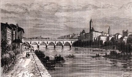 Montauban - Langwedocja-Roussillon-Midi-Pireneje - rycina w „La France illustree: geografia, historia, administracja statystyczna” autorstwa V.-A. Słodowo-Brązowy. 1884