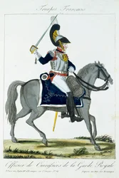 Oficer konny kirasjerów gwardii królewskiej, z Troupes Francaises, wyd. chez Basset, Paryż, ok. 1790