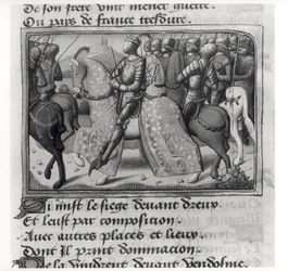 Ms.Fr.5054 fol.26 r Karol VII (1403-61) i Joanna d
