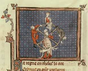 Ms 1044 Fol.74 Koło fortuny, z Ovide Moralise napisanej przez Chretiena Legouais