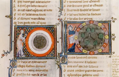 Ms 1044 fol.17v Stworzenie, z Ovide Moralise napisanej przez Chretiena Legouais