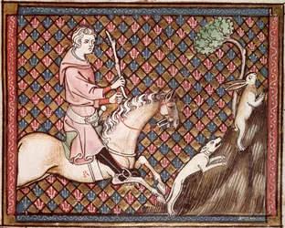 Ms 1044 fol.76 Polowanie na zające, z Ovide Moralise autorstwa Chretiena Legouais
